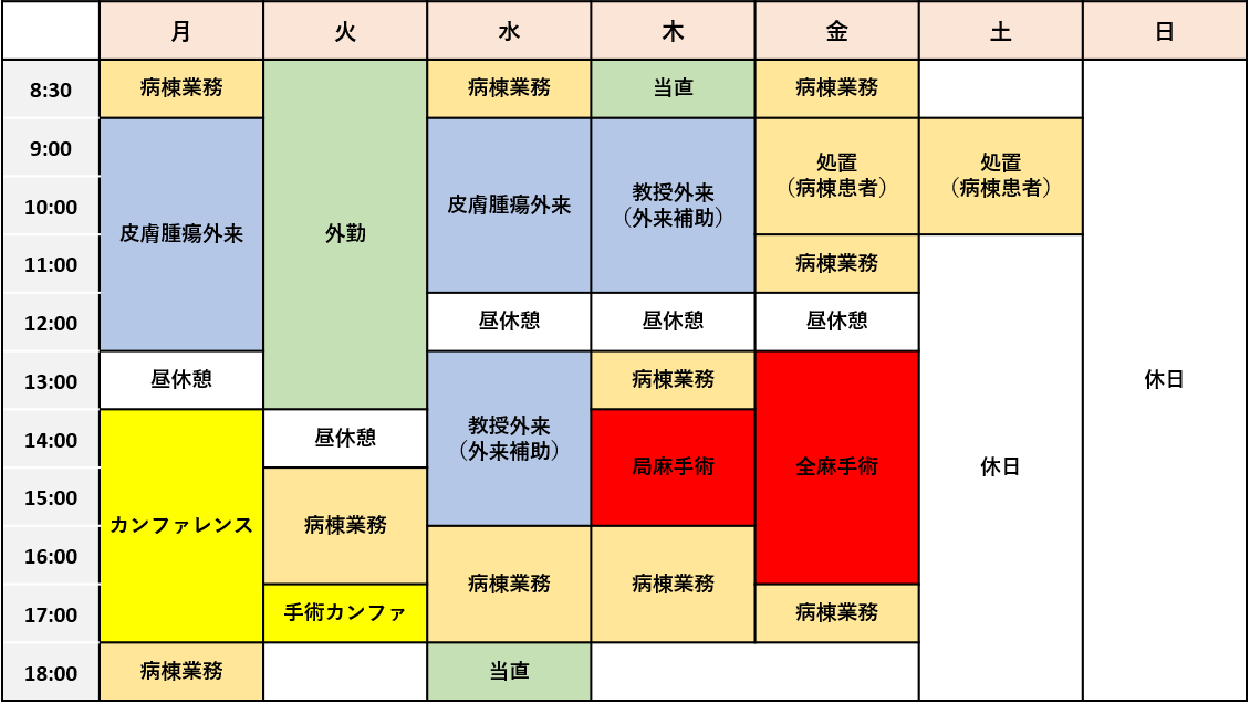 ある皮膚科専攻医の1週間